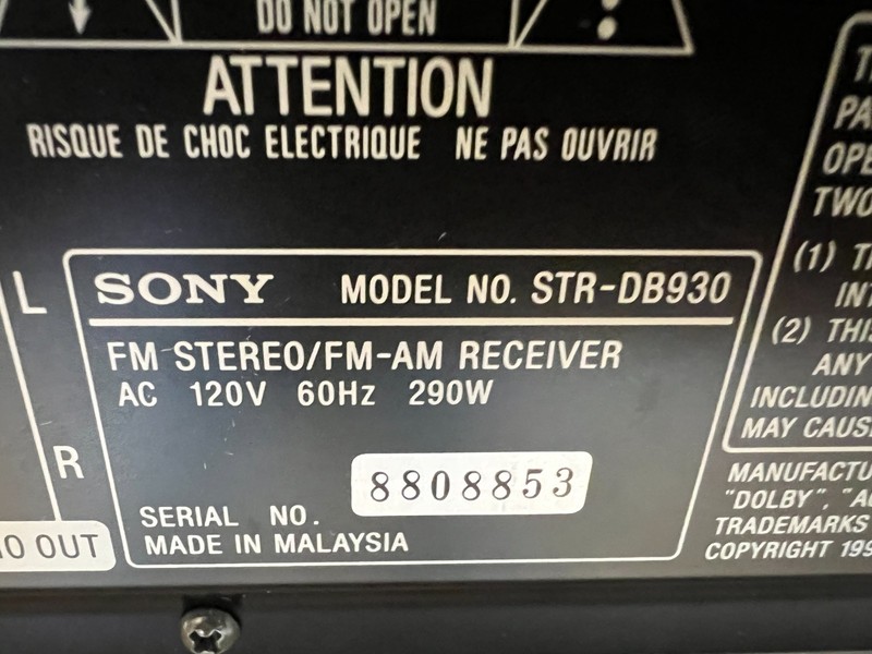 Vintage Sony STR-DB930 Stereo Receiver gallery