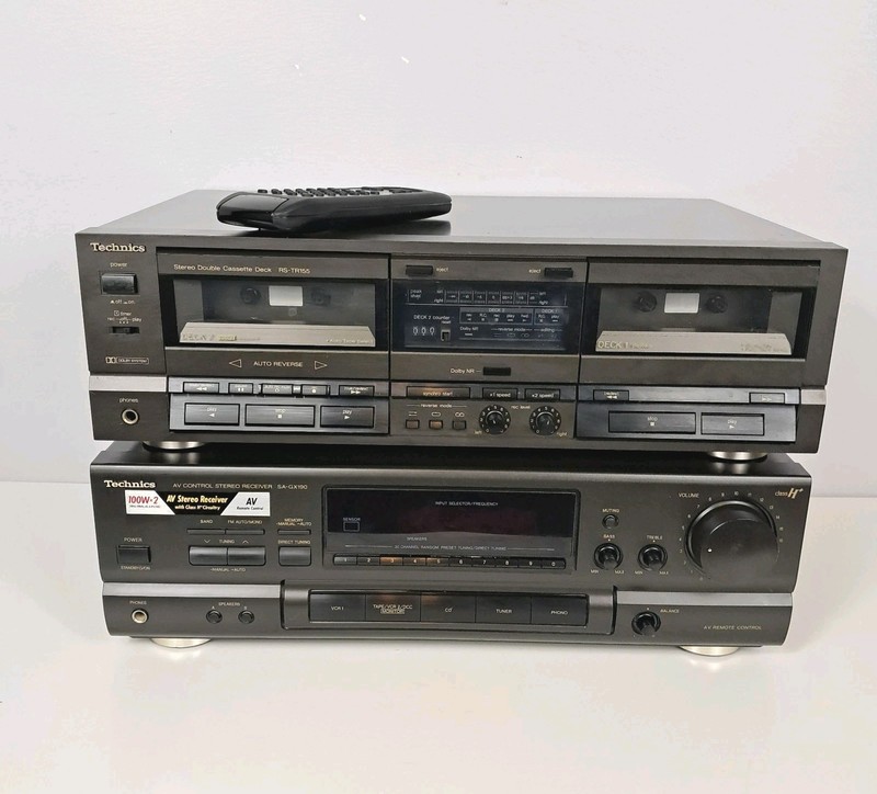 Vtg Technics SA-GX190 Stereo Receiver & RS-TR155 Dual Cassette Stereo No Cords