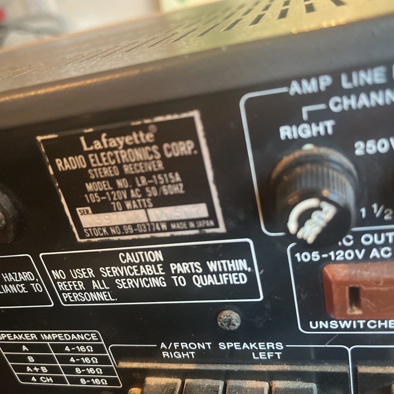 Vintage Lafayette LR-1515A Japan Made Stereo Receiver / Amplifier PARTS OR FIX gallery