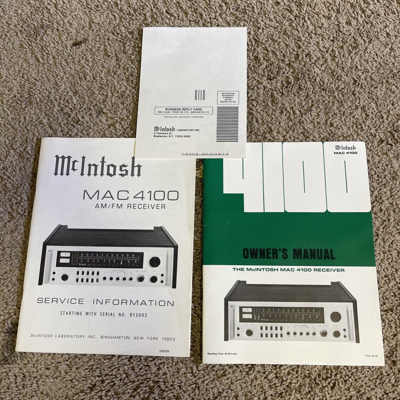 McIntosh Mac 4100 Vintage Stereo Receiver with Original Owners Manual gallery