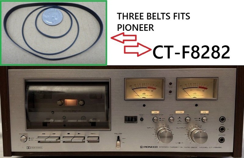 3 PC BELT KIT FITS PIONEER CASSETTE DECK CT-F8282 (PK OF 3 BELTS) NEW!