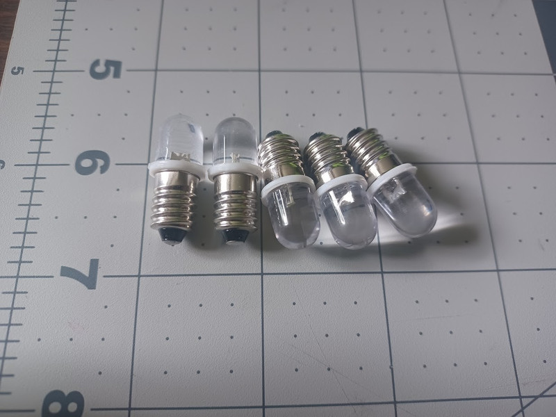 5 New Warm White Screw Base LED Lamp E10 Light Bulbs 6v 6.3v #40 #46
