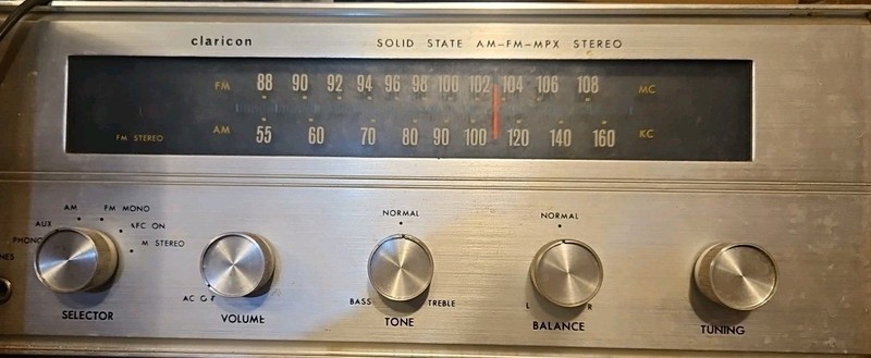 Claricon Stereo Receiver #36-230 Silverface Wood W/ Phono VTG Japan *LOW OUTPUT