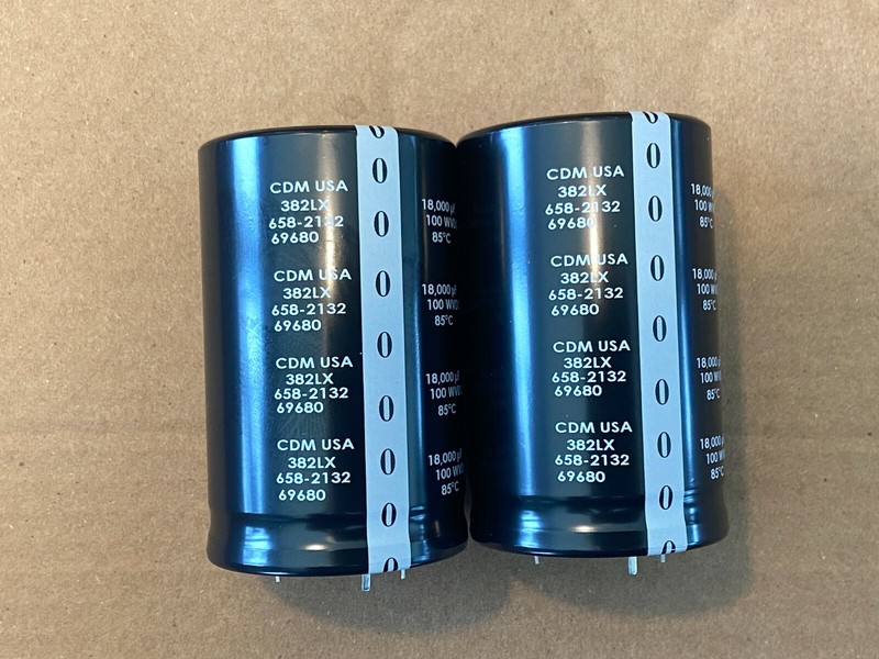 2 New 18000 uf 100v CDE Main Filter Capacitors fr Kenwood KR-9400 EXACT FIT 50mm