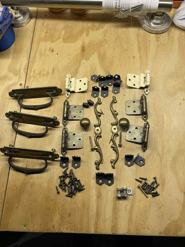Vintage Stereo Entertainment Cabinet Brass Hardware Hinges LOT MAKE OFFER