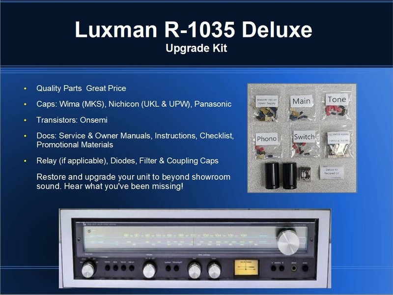 Luxman R-1035 Receiver Deluxe Upgrade Kit Genuine Parts Restoration Guarantee