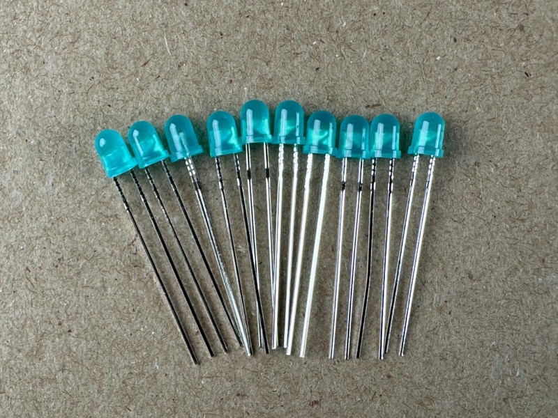 10 New BLUE FROSTED 8v 12v Grain-of-Wheat LED Lights 10v Lamp Bulb 4MM Bare Wire