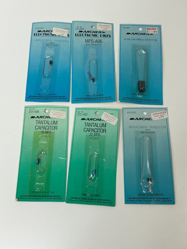Archer Electronic Components Transistor Capacitor Socket Lot NOS