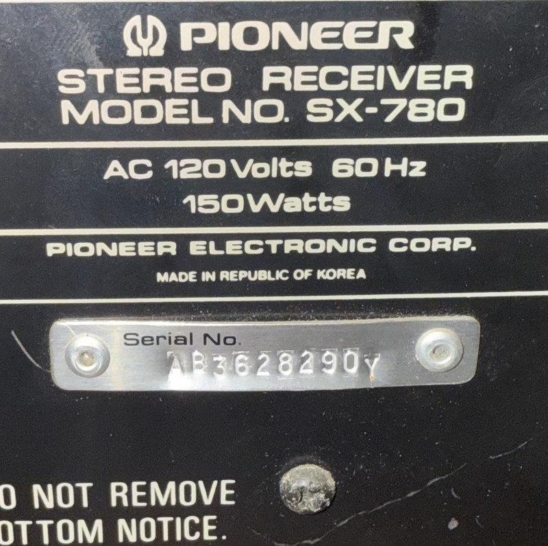 Pioneer Vintage SX-780 45-Watt Solid-State Stereo Receiver AM/FM (Tested, Works) gallery