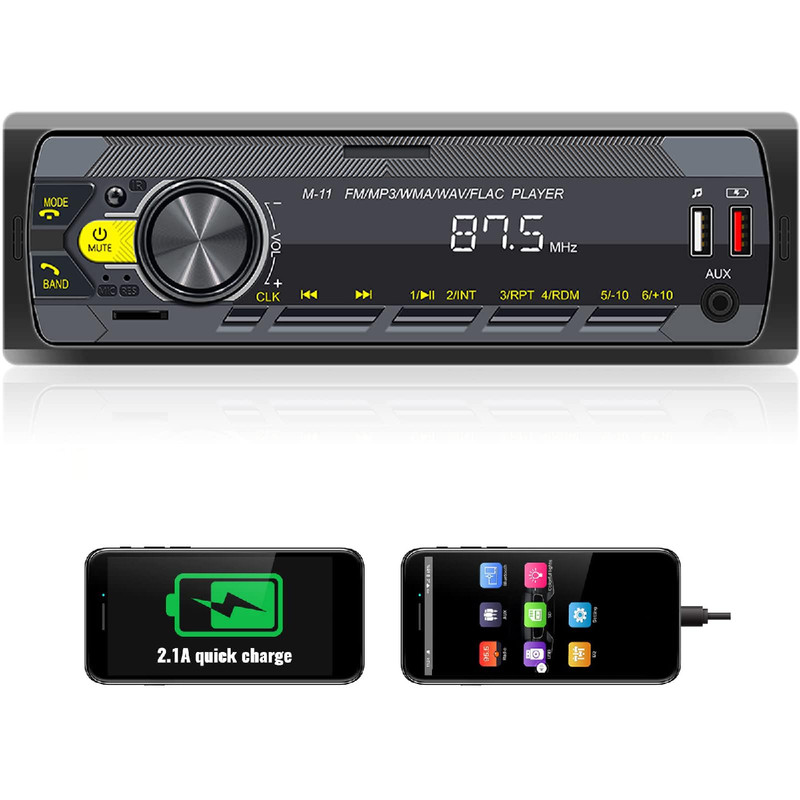 Unitopsci Single Din Car Stereo Bluetooth 5.0 Multimedia Audio Receiver Push To