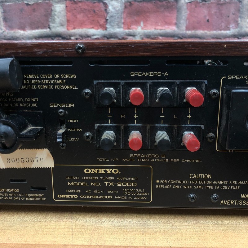 Onkyo Servo Locked Tuner Amplifier TX-2000 Tested Working Wood Grain Analog gallery