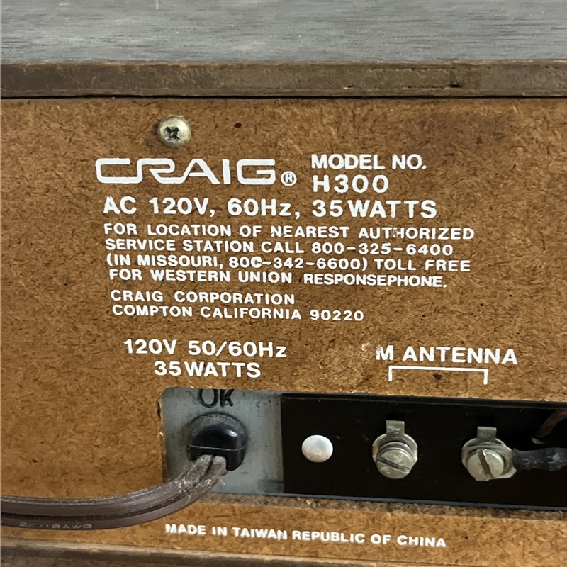 CRAIG H300 AM/FM Stereo 8-Track Receiver - Vintage - Untested- As Is - W/ 1 Tape gallery