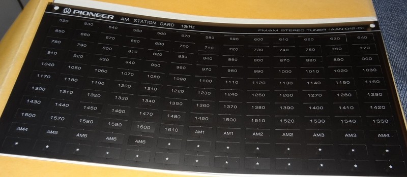 Pioneer AM FM Station Cards LOT SX-6, 7, 8, 9 Models Stereo Tuner AAN-010-0 gallery