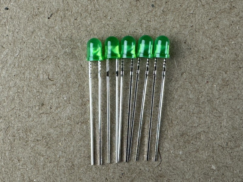 5 New GREEN FROSTED 8v 12v Grain-of-Wheat LED Lights 10v Lamp Bulb 4MM Bare Wire