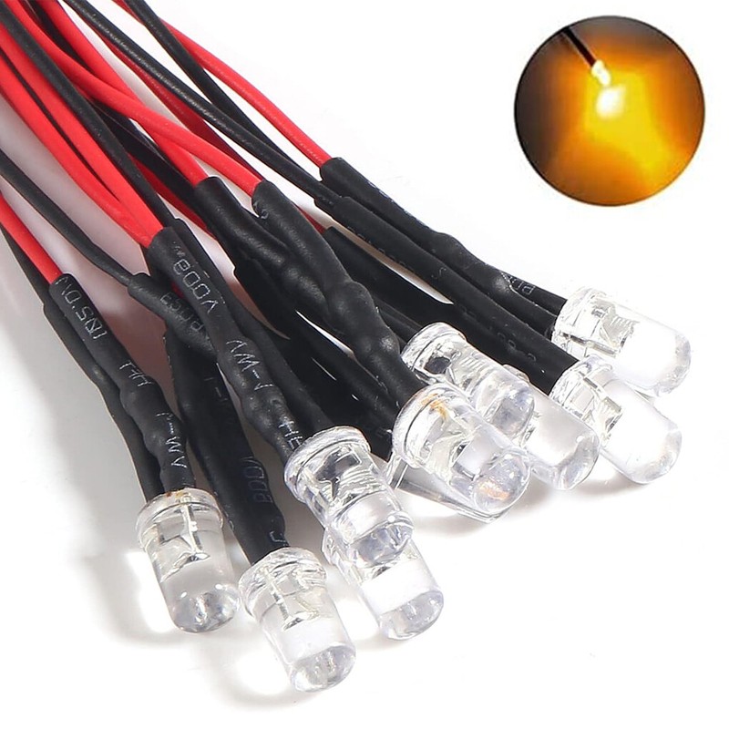 10Pcs Amber Wired 3mm LED Lights for Marantz Sansui Pioneer 6v-12v AC/DC 8v