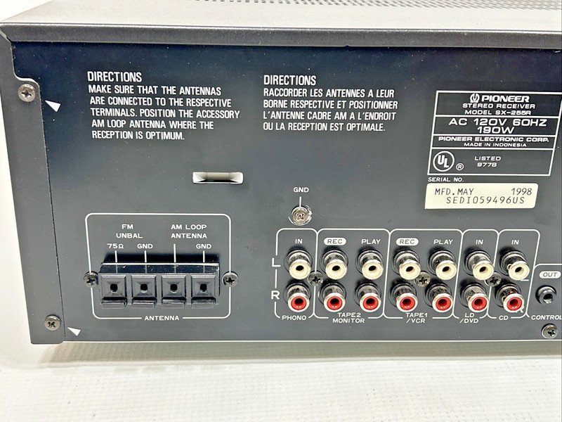 Pioneer SX-255R 2-Channel AM/FM Stereo Receiver (TESTED/NO REMOTE) gallery