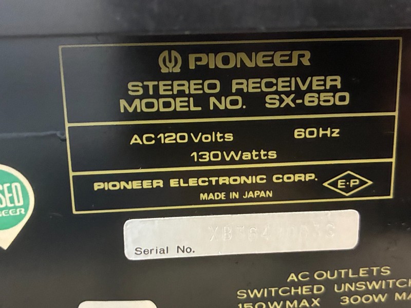 Pioneer SX-650 Stereo Receiver Vintage Am/Fm Receive, Test, Clean and Lubricate. gallery