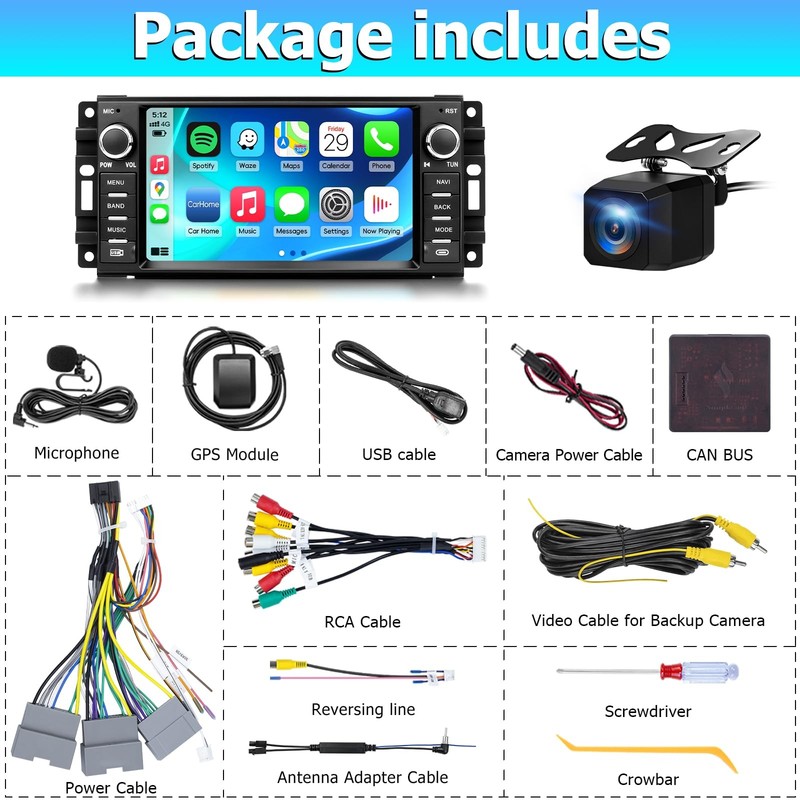 Ohrex Car Radio For Jeep Wrangler Jk 2007-2018 Dodge Ram 1500 2009-2012 gallery