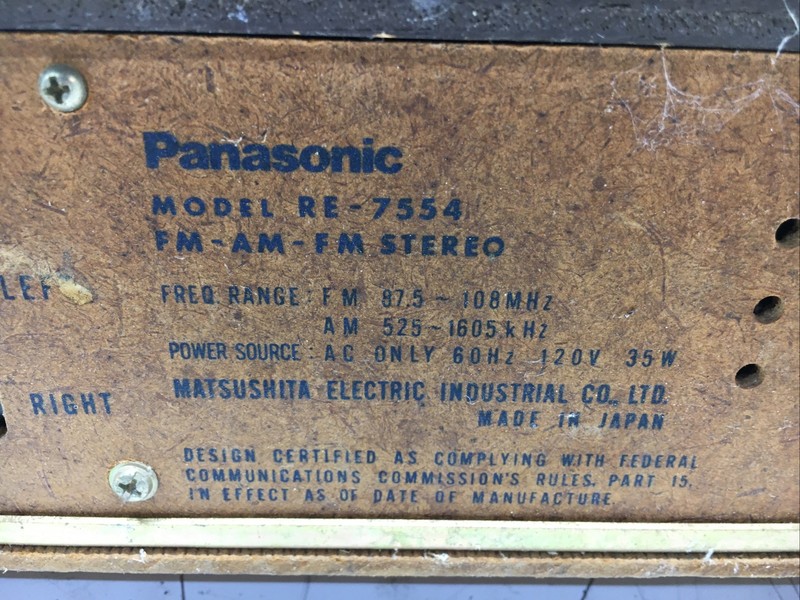 Vintage Panasonic RE-7554 AM/FM Stereo Tuner gallery