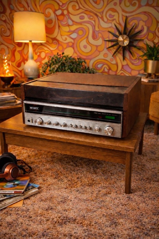 🍊Vintage 1970s Sony Stereo Music System Turntable | Model HP-610 Walnut WORKS!
