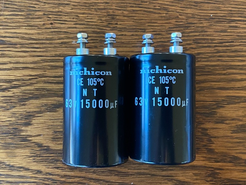 2 New 15000 uf 63v Nichicon Screw Terminal Capacitors McIntosh MAC4100 EXACT FIT