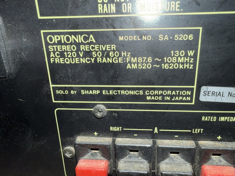 Vintage Optonica/Sharp SA-5206 ( Circa 1979/45 Watts Per Channel - Wooden gallery