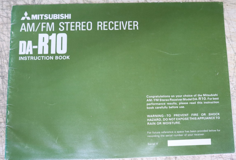 Nice Vintage Original OEM Mitsubishi DA-R10 Instruction Manual Booklet Guide USA