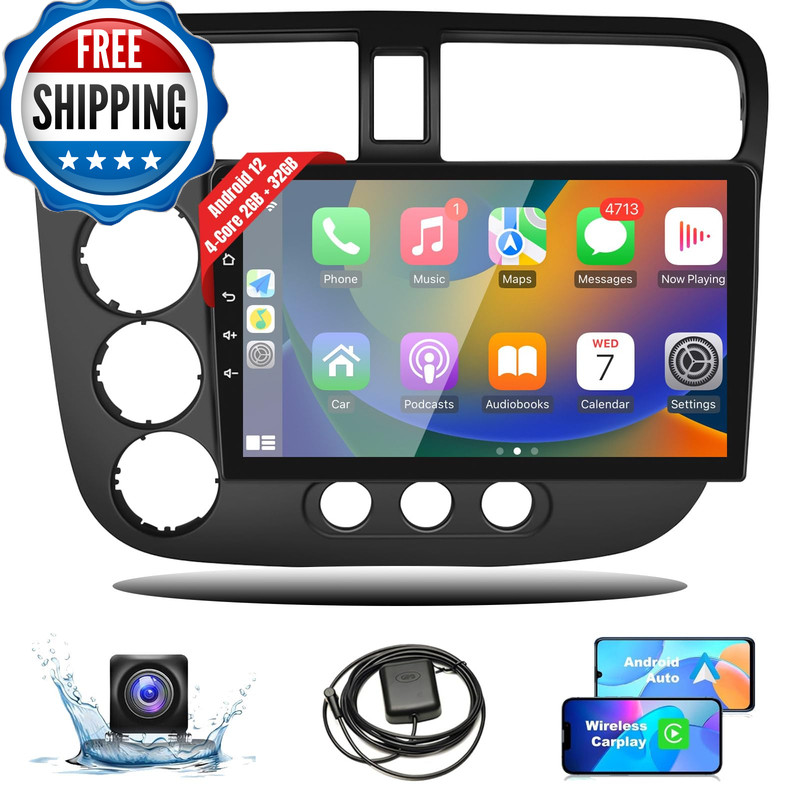 Leadfan Android Car Radio Wireless Carplay Android Auto For Honda Civic 2001