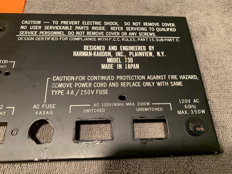 Harman Kardon 730 Reciever Back Plate Parting Out 730 gallery