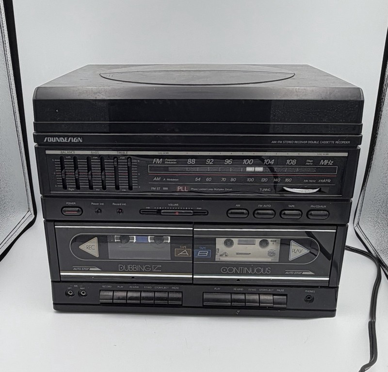Vintage SounDesign Model 6842 Dual Deck Stereo Receiver Cassette Radio Black