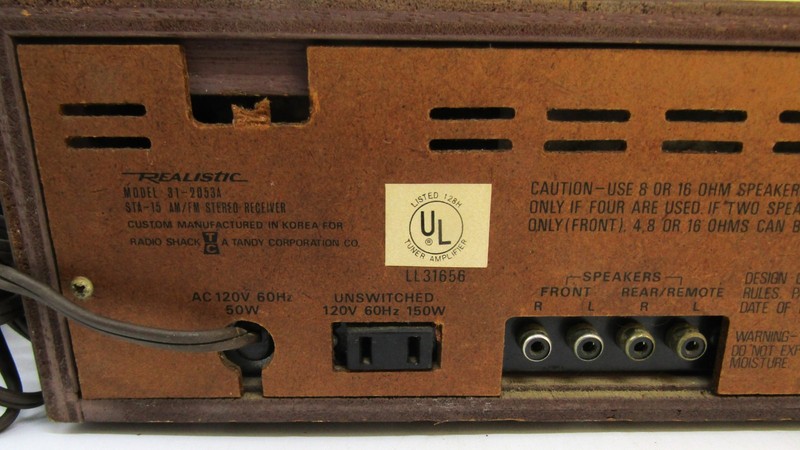 Realistic STA-15 AM/FM Stereo Receiver Woodgrain Cabinet with Manual. gallery