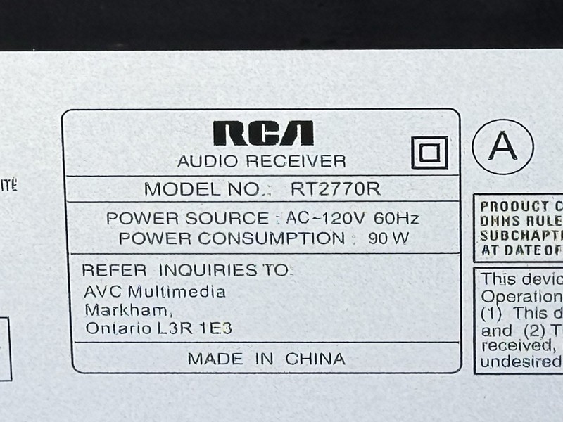 RCA RT2770R - Home Theatre Receiver - With Remote/Manuel -Tested & Works- gallery
