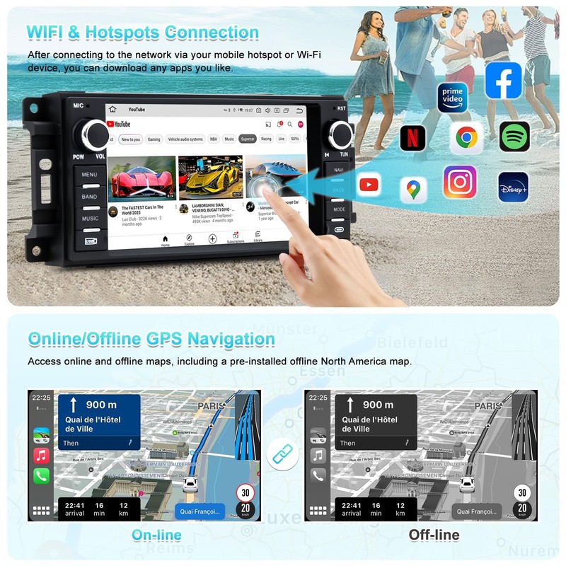 Kufuesggerta Android 13 Car Stereo For Jeep Wrangler Dodge Chrysler 7 Hd Touch gallery