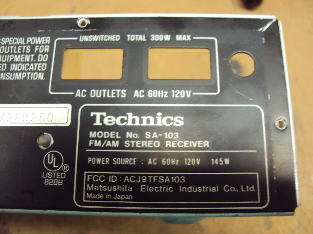 Technics SA-103 Metal Back Plate & Bottom Plate. Parting Out SA-103 gallery
