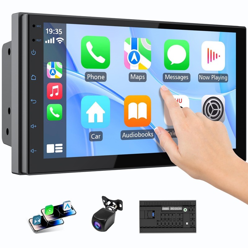 Haudio Double Din Wireless Carplay Screen For Car 7 Hd Touchscreen Apple