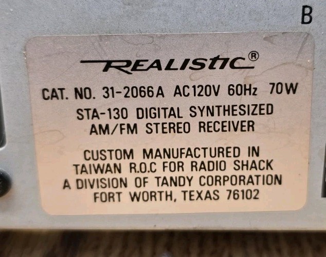VTG Realistic STA-130 2CH Digital Synthesized AM/FM Stereo Receiver Play Tested+ gallery