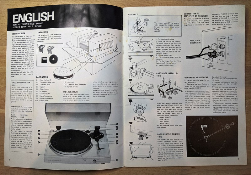 Vintage Rotel RP-400 Stereo Belt Drive Turntable Owners Manual Printed In Japan gallery