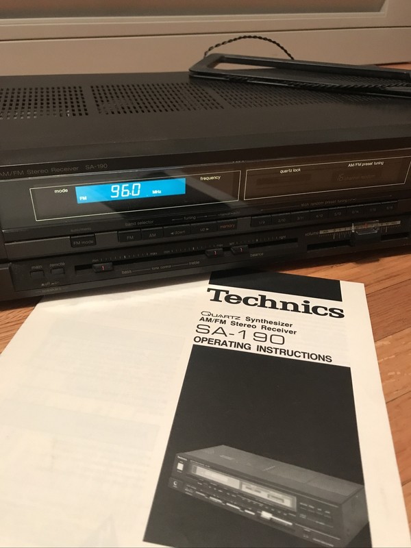 Vtg TECHNICS SA190 Quartz Synthesizer AM/FM Stereo Receiver Power Cord W/Instruc