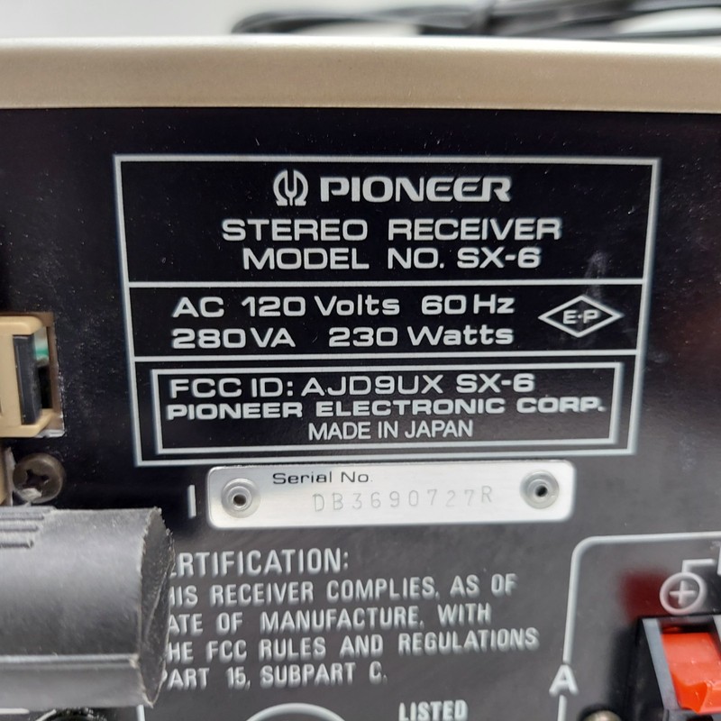 VTG Pioneer SX-6 Stereo Receiver HiFi 2 Channel Phono Audiophile Radio gallery