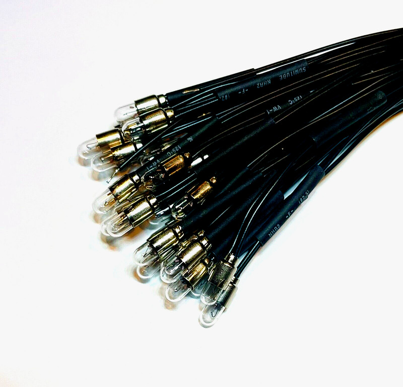 3)- Black 18 inch Wired Lamp/Bulbs 8v 60mA replace for Marantz Pioneer Recievers