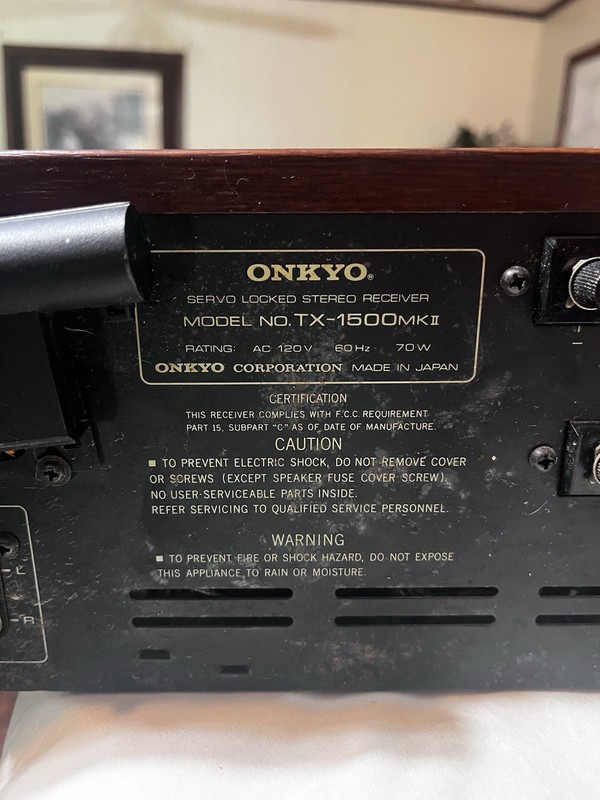 Onkyo TX-1500 MKII Servo Locked AM/FM Stereo Receiver Wood Case 70W 120V gallery