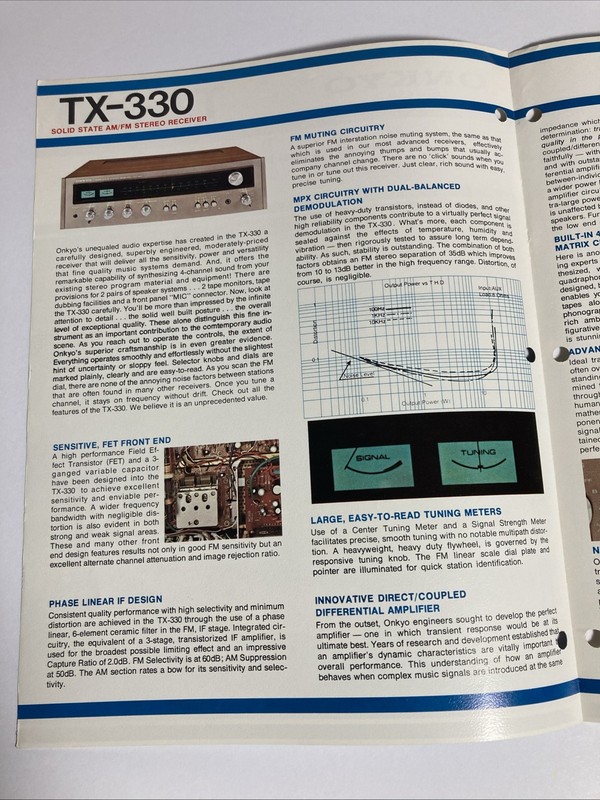 Onkyo TX/330 Stereo Receiver 1974 Vintage Brochure gallery