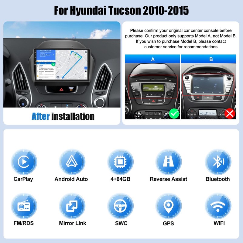 Gohhdl 464G Android 13 Car Stereo For Hyundai Tucson Ix35 2010-2015 Wireless gallery