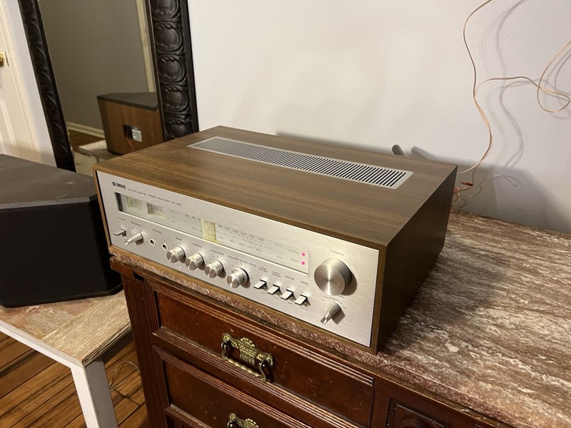 Beautiful Vintage 1970’s Yamaha CR-450 Silver Face Wood Cabinet Stereo Receiver gallery