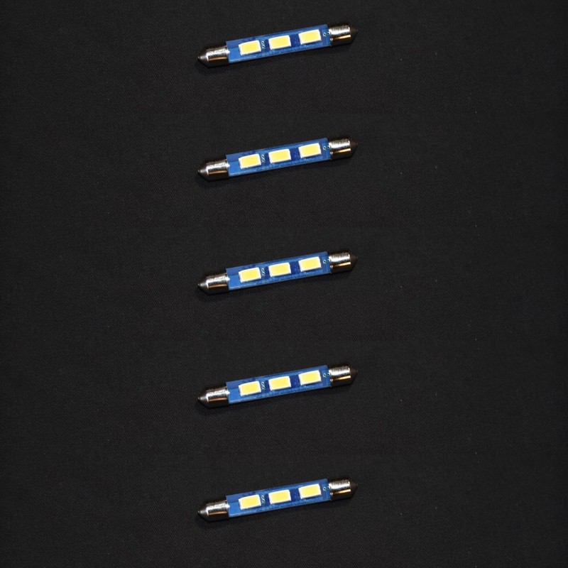 5 Cool Blue 6.3V 43mm Festoon Lamp LED Light Bulbs McIntosh MX112 MX113 MX114