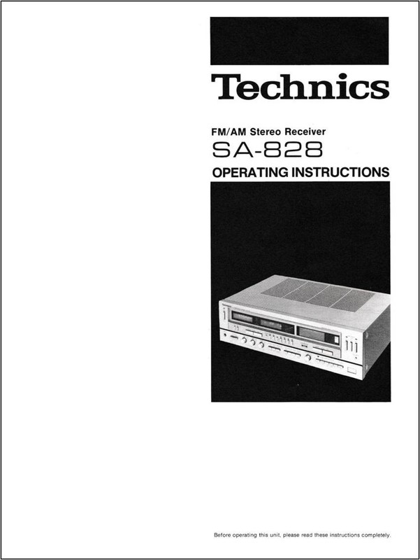 Technics SA-828 Stereo Receiver Owners Manual
