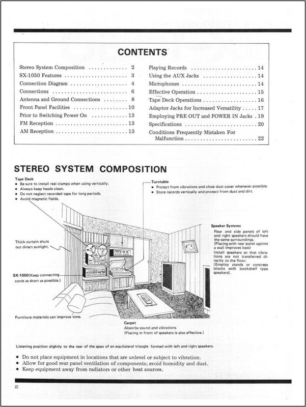 Pioneer SX-1050 Stereo Receiver Owners Manual gallery