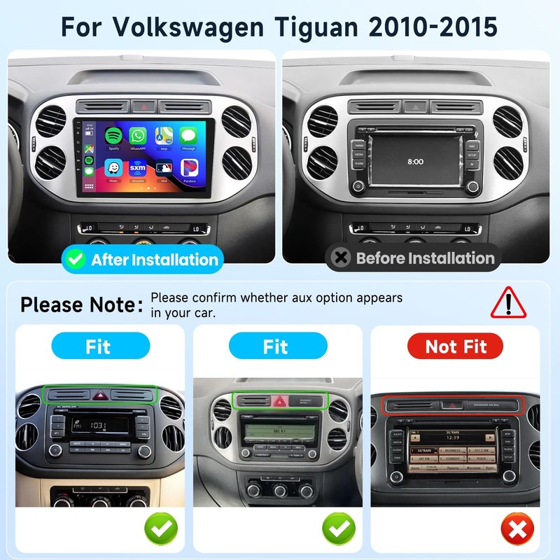 Podofo Car Radio Stereo Hifi Audio For Volkswagen Tiguan 2010-2015 Wireless gallery