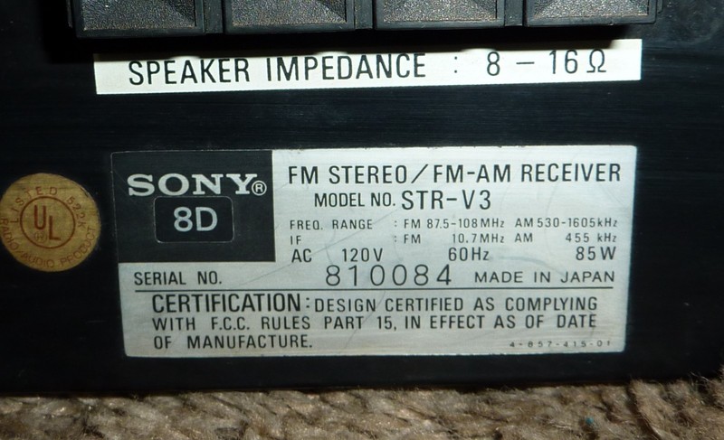 Sony STR-V3 AM/FM Stereo Receiver Working gallery