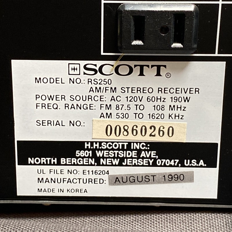 SCOTT RS250 AM/FM Quartz Digital Synthesized Stereo Receiver. Excellent! gallery